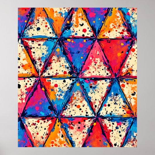 Levendige Driehoek Splatter Art Poster (Voorkant)