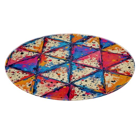 Levendige Driehoek Splatter Art Snijplank (Hoek)