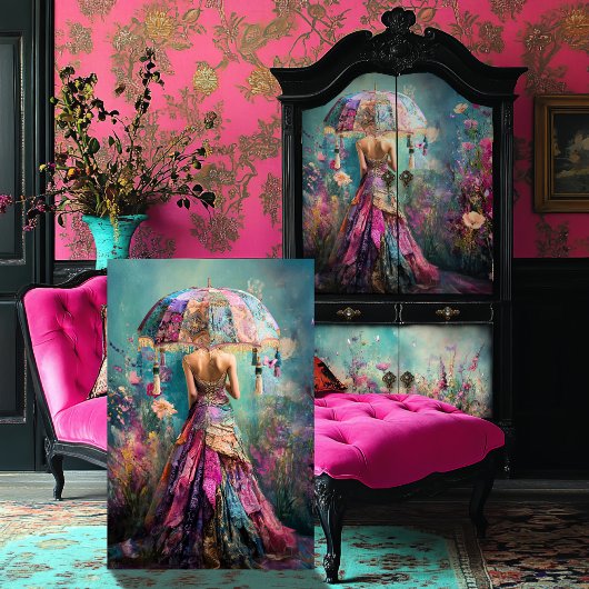 Levendige dromen, Floral Fantasy Portretkunst Tissuepapier