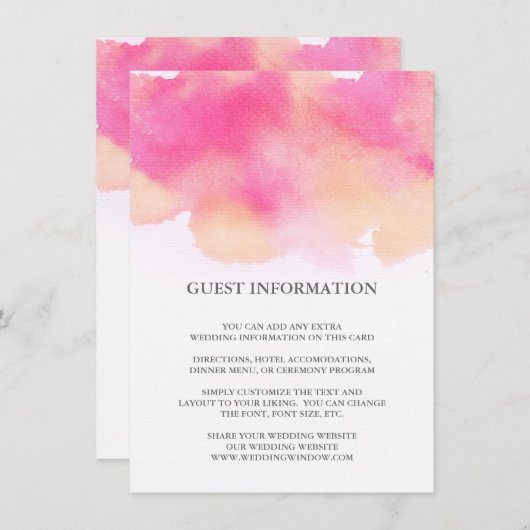 Levendige Dromen Trouwtussenvoegsel Kaart/Roze & P Informatiekaartje (Voorkant / Achterkant)