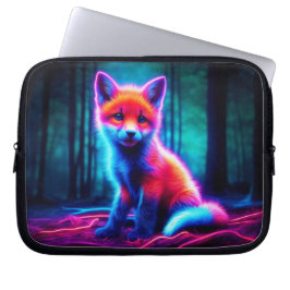 Levendige droomachtige vos met elektrische kleurti laptop sleeve
