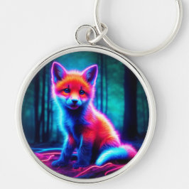 Levendige droomachtige vos met elektrische kleurti sleutelhanger
