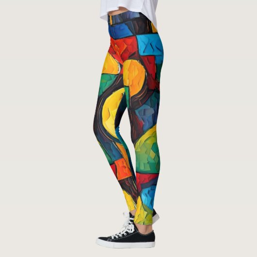 Levendige Droomgeometrie – Krachtige Moderne Abstr Leggings (Links)