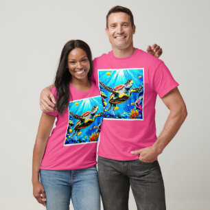 Levendige droomlandschap van zeeschildpadden t-shirt