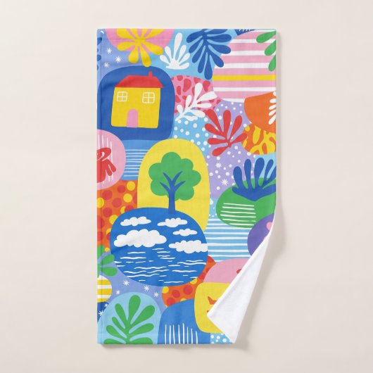 Levendige droomlandschap: Whimsicale abstracte wer Handdoek (Handdoek)