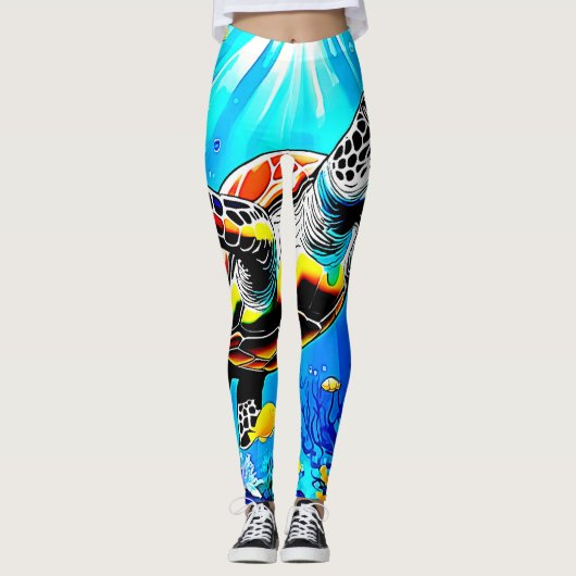 Levendige droomwereld van zeeschildpadden leggings (Voorkant)