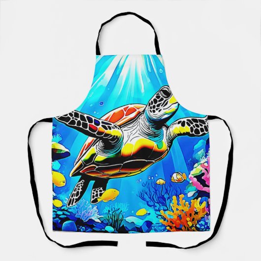 Levendige droomwereld van zeeschildpadden schort (Voorkant)