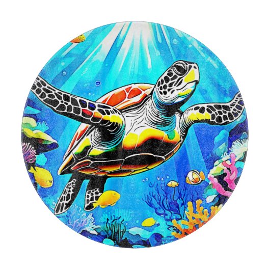 Levendige droomwereld van zeeschildpadden snijplank (Voorkant)