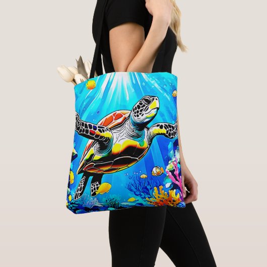 Levendige droomwereld van zeeschildpadden tote bag (Dichtbij)