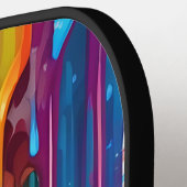 Levendige druipende verf pickleball paddle (Links Detail)