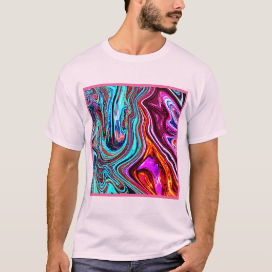 Levendige Dynamische Tinten Abstract Patroon T-shirt (Voorkant)