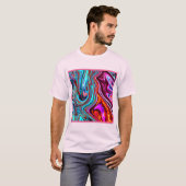 Levendige Dynamische Tinten Abstract Patroon T-shirt (Voorkant volledig)