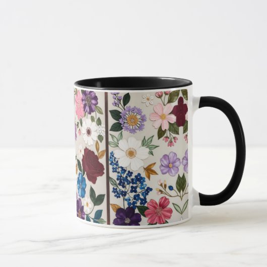 Levendige Edelsteen-Tint Florale Symfonie Mok (Rechts)