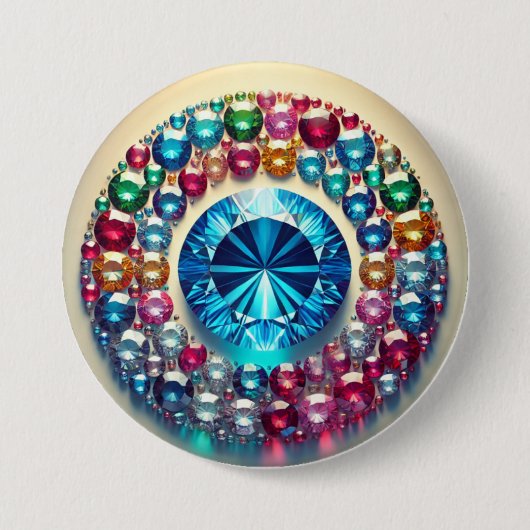 Levendige Edelstenen Cirkel Ronde Button (Voorkant)