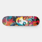 Levendige edgy kleurrijke straatkunst geïnspireerd persoonlijk skateboard (Horizontaal)
