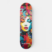 Levendige edgy kleurrijke straatkunst geïnspireerd persoonlijk skateboard (Voorkant)