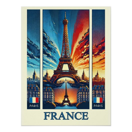 Levendige Eiffeltoren - Frankrijk Poster (Voorkant)