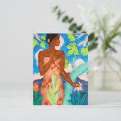 Levendige eilandrepen en Polynesische vrouw Briefkaart (Staand voorkant)
