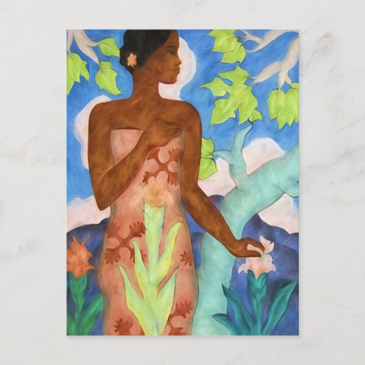 Levendige eilandrepen en Polynesische vrouw Briefkaart (Voorkant)
