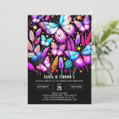 Levendige elegante aangepaste vlinder verjaardag kaart (Staand voorkant)