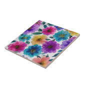 Levendige Elegante Bloemen Bloemen Waterverf Bloem Tegeltje (Zijkant)