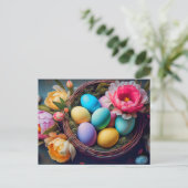 Levendige elegante feestelijke paasillustratie briefkaart (Staand voorkant)