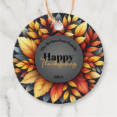 Levendige elegante herfstbladeren Thanksgiving Bedankjes Labels (Voorkant)