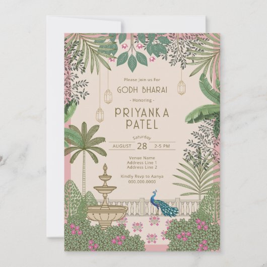 Levendige Elegante Indiase Goth Bharai Uitnodiging (Voorkant)