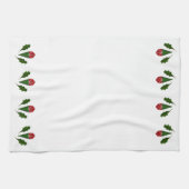 Levendige Elegante Rode Rozen & Groene Holly Handd Theedoek (Horizontaal)