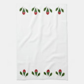 Levendige Elegante Rode Rozen & Groene Holly Handd Theedoek (Verticaal)