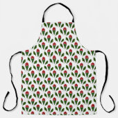 Levendige Elegante Rode Rozen & Groene Holly Patro Schort (Voorkant)