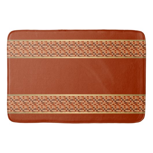 Levendige Elegantie: Klei en Goud Abstracte Badmat (Voorkant)