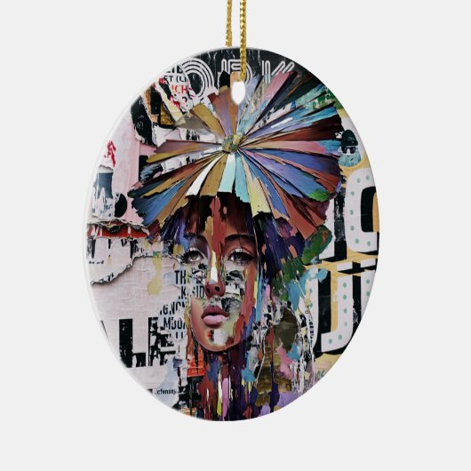 Levendige elegantie: kleurrijk artistiek meisje keramisch ornament (Rechts)