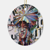 Levendige elegantie: kleurrijk artistiek meisje keramisch ornament (Links)