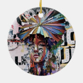 Levendige elegantie: kleurrijk artistiek meisje keramisch ornament (Achterkant)