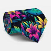 Levendige elektrische bloemen verlichten tropische stropdas (Opgerold)