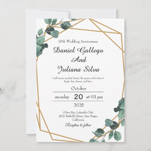 Levendige Emerald Greenery bruiloft Jubileum Kaart (Voorkant)