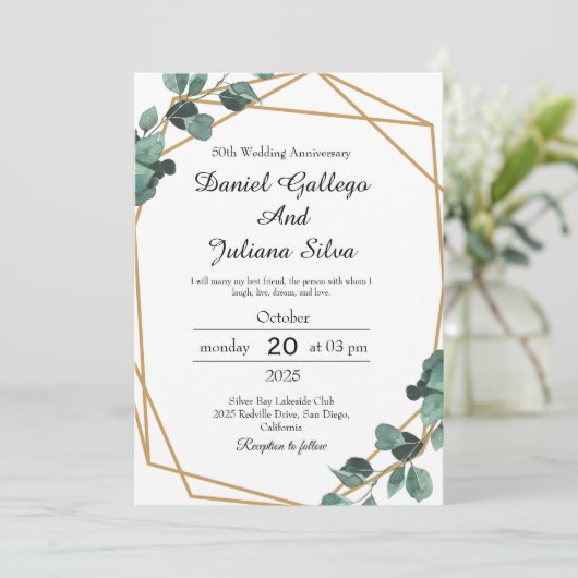 Levendige Emerald Greenery bruiloft Jubileum Kaart (Staand voorkant)