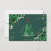 Levendige Emerald Groene Bloemen Prinses Quinceañe RSVP Kaartje (Achterkant)