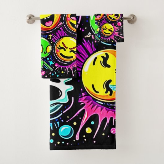 Levendige Emoji Pop Art Bad Handdoek (Insitu)
