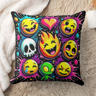 Levendige Emoji Pop Art Kussen