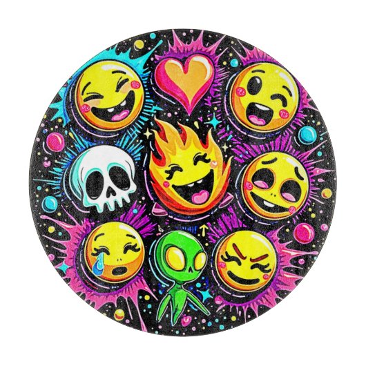 Levendige Emoji Pop Art Snijplank (Voorkant)