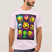 Levendige Emoji Pop Art T-shirt (Voorkant)