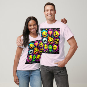 Levendige Emoji Pop Art T-shirt