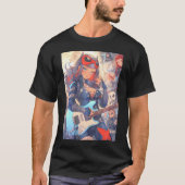 Levendige en dynamische anime comic en Punk rockku T-shirt (Voorkant)