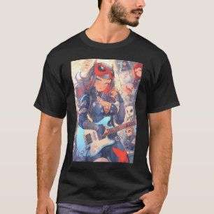 Levendige en dynamische anime comic en Punk rockku T-shirt