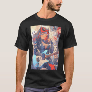 Levendige en dynamische anime comic en Punk rockku T-shirt