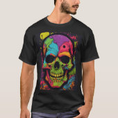 Levendige en edgy psychedelische schedel t-shirt (Voorkant)