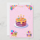 Levendige en feestelijke verjaardagsviering uitnod kaart (Achterkant)