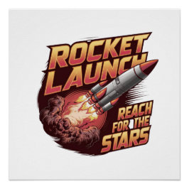 Levendige en gedurfde raketlancering glanzend Post Perfect Poster